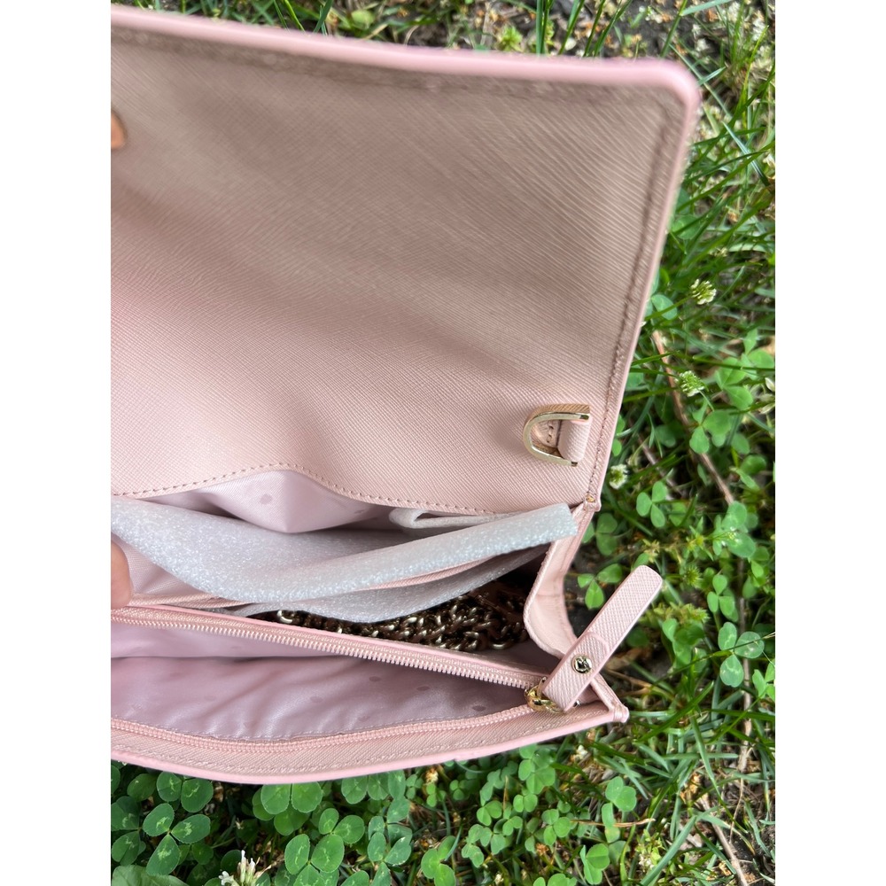 Kate Spade Crossbody Clutch Women Small Pink Heart Applique Chain Strap - Picture 8 of 8
